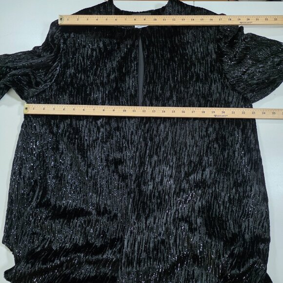 VTG Diane Freis Burnout Velvet Cardigan 1X Black Metallic Lined LS Lagenlook - Picture 4 of 16
